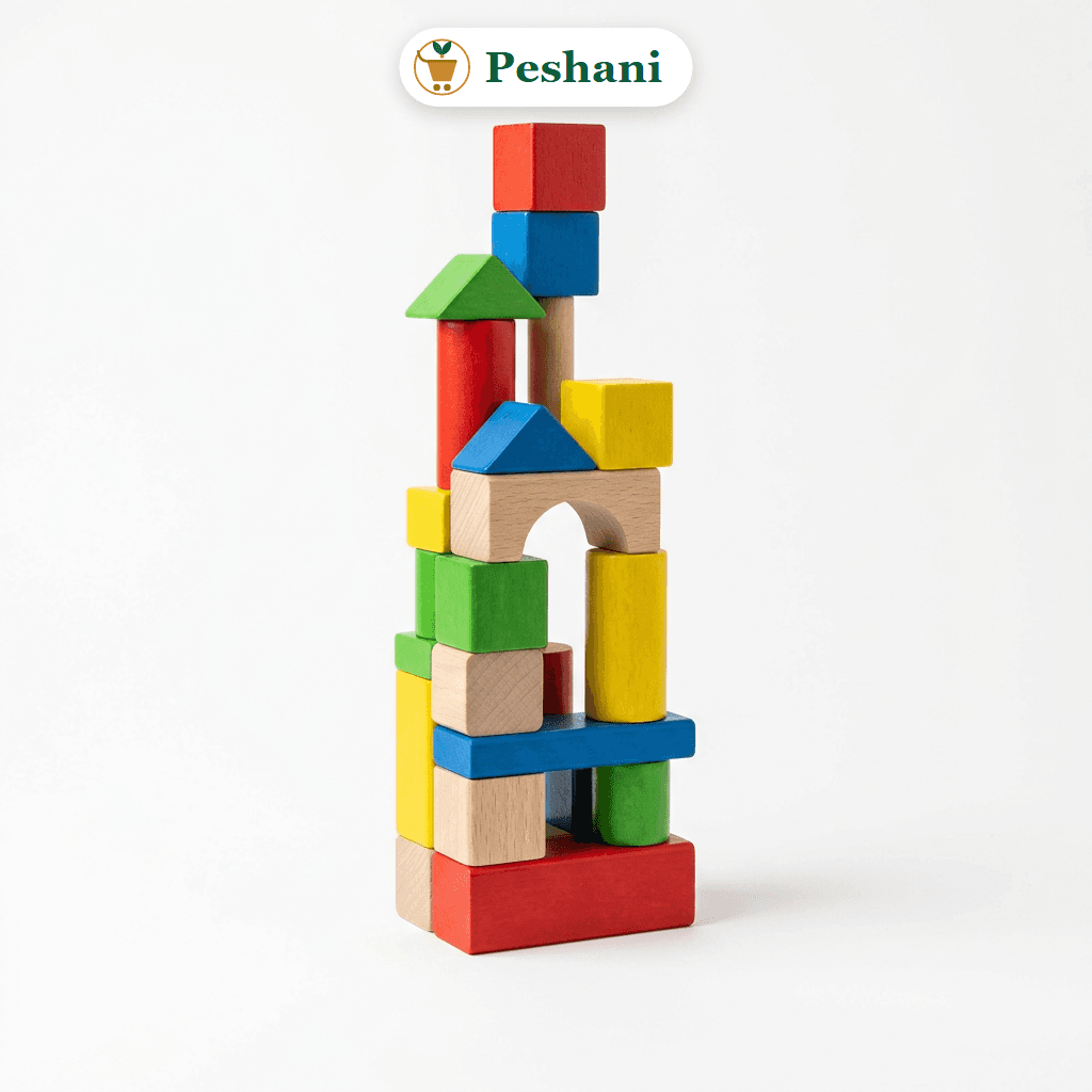 Rainbow Wooden Building Blocks Set - 100 Pieces - main view